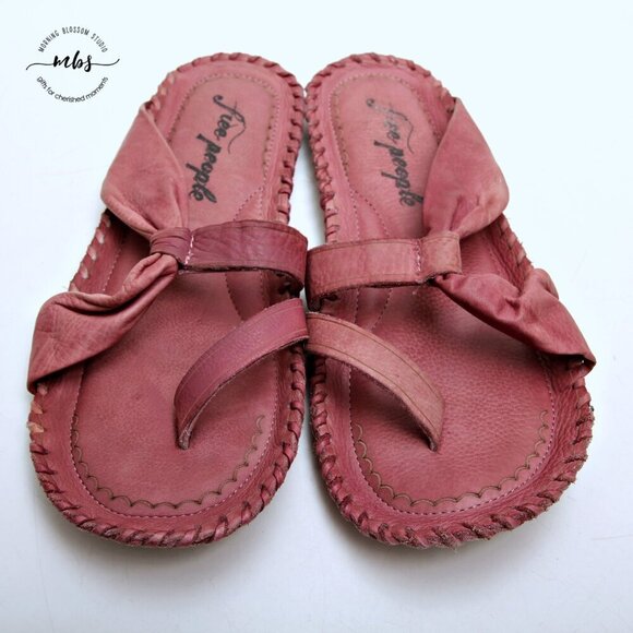 Free People Bailey Leather Criss Cross Strappy Boho Sandals Pink Women Size 8.5‎ - Picture 10 of 15